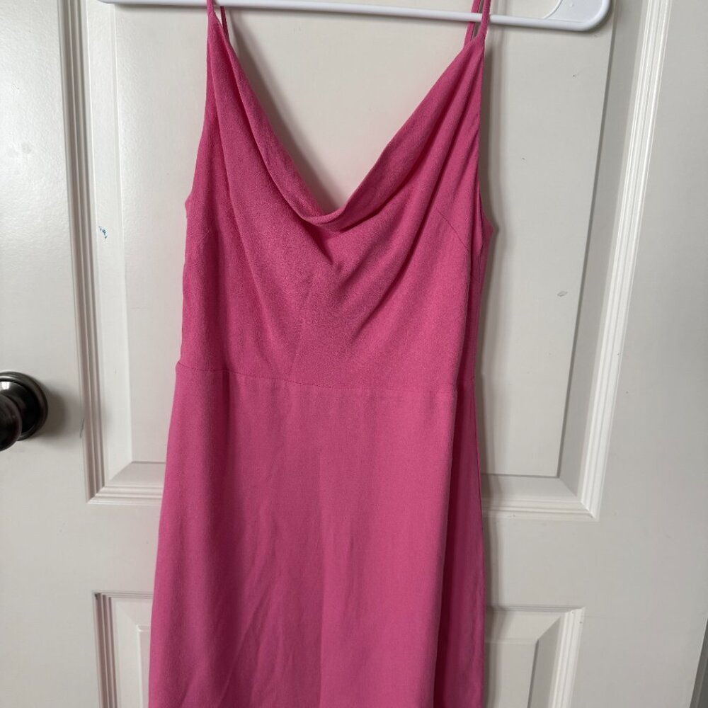 Aritzia Sun·deh Pink Cowl Neck Mini Dress XS Smocked Back
